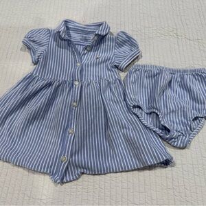 Ralph Lauren Light Blue Striped Baby Outfit